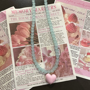 Collar de Cuentas con Forma de Corazón de Melocotón, Colorido <span class=keywords><strong>y</strong></span> Contrastante, Estilo Coreano Dongdaemun, <span class=keywords><strong>Serie</strong></span> Macaron, Color Caramelo, Deportivo, para Clavícula - Product Image 3