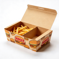 Pochettes pliables personnalisées en carton ondulé biodégradable et écologique avec logo en relief pour frites et burgers à emporter