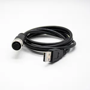 M12 Kabel USB Ke Kabel Perempuan Laki-laki Tahan Air Kamera Pin Mikro MINI IP67 Kawat RS232 RS232 2 5 8 4Pin 5P 12Pin 17Pin Kode A