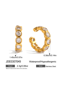 J & D Exquisito Zirconia Ear <span class=keywords><strong>Cuff</strong></span> 18K Chapado en oro Acero inoxidable Moda clásica Ronda CZ Ear <span class=keywords><strong>Cuff</strong></span> White Zirconia Ear <span class=keywords><strong>Cuff</strong></span> - Product Image 6
