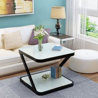 Table d'appoint carrée minimaliste en verre trempé, table basse de luxe légère pour salon, balcon, chambre à coucher, petit appartement