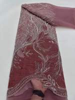 Tissu en dentelle à sequins nigérian de haute qualité, base en maille perlée avec sequins, tissu de mariée