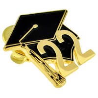 2022 classe 2 Graduation Cap Souvenir vêtements accessoires personnalisé noir or dur émail broche en gros revers Badge placage