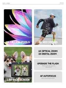 6x ऑप्टिकल ज़ूम 64 एमपी फोटो vलॉग 4k वीडियो वाईफाई पेशेवर रिट्रेटेबल लेंस कैमरा - Product Image 4