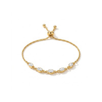 Bracelet pour femme en acier inoxydable réglable, double couleur or et argent, 18 carats, diamant, luxe léger
