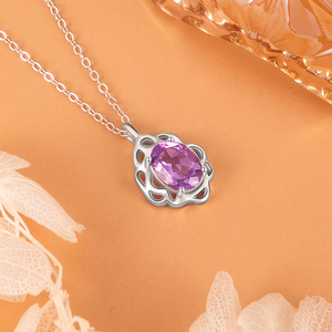 Colgante <span class=keywords><strong>de</strong></span> Amatista Natural para Mujer, Diseño <span class=keywords><strong>de</strong></span> Lujo Ligero y Exclusivo, Gema Hueca en Forma <span class=keywords><strong>de</strong></span> Pétalo, Chapado en Oro, Collar Casual, Venta al por Mayor - Product Image 4
