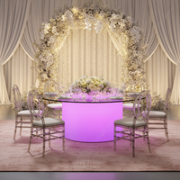 Ensembles de tables à manger en verre lumineux pour 8 chaises, table rectangulaire polyvalente à LED pour la restauration