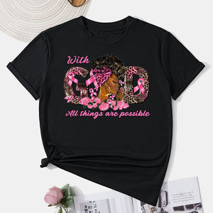 Con Dios, todas las cosas son posibles, concientización sobre el cáncer de mama, Impresión de transferencia de calor, listo para presionar para prendas, sudaderas con capucha, bolsas, camiseta - Product Image 3