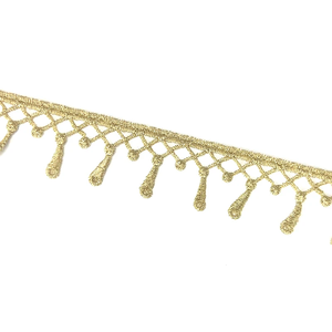 Venta caliente 3,3 cm <span class=keywords><strong>guipur</strong></span> <span class=keywords><strong>dorado</strong></span> bordado flecos <span class=keywords><strong>encaje</strong></span> recorte borlas tela de malla de poliéster para ropa de mujer vestidos JB99 - Product Image 1