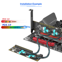 Nouvelle carte adaptateur MCIO PCIe 5.0 X16 avec câble d'extension de bifurcation pour 1 à 2 ports GEN5 PCI-E X16/X8