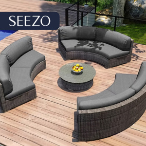 2026 Novità: Set da Giardino Moderno in Rattan, Divano Circolare per Esterni, Set di Mobili da Giardino in <span class=keywords><strong>Vimini</strong></span>, Divano Semicircolare per Patio - Product Image 2