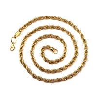 Chaîne torsadée en or jaune massif 18 carats PCX Oro, chaîne italienne torsadée à coupe diamant 2-5 mm, bijoux en or Au750 pour hommes