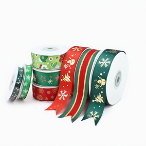 Colorful <b>Christmas</b> Satin Ribbon Roll Set Printed Snowflake <b>Gift</b> <b>Wrapping</b> Tape for Party Baking Decoration - Product Image 2