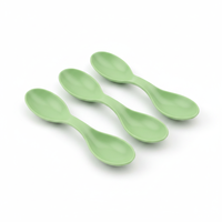 Cuillère à œufs en plastique écologique, 4 pièces, respectueuse de l'environnement et partie de la gamme Ecolution, en bois de 14cm, matériaux écologiques, pour yaourt et bouillie A