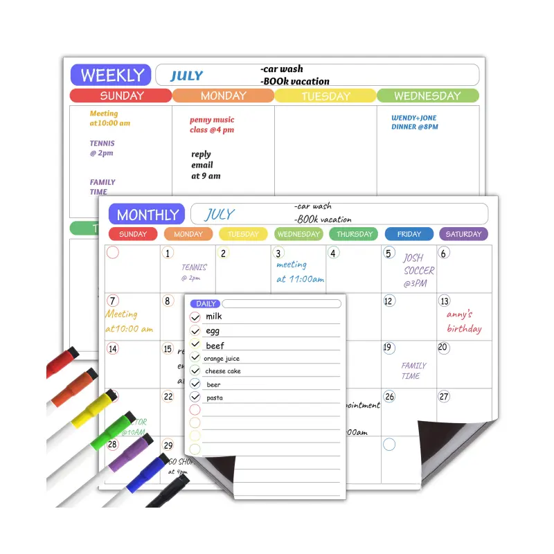 Perencana A3 Stiker Dinding Logo Kustom Kalender Lembar Kulkas Hapus Kering Papan Putih Magnetik untuk Kulkas