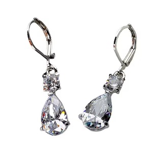 Eleganti Orecchini Pendenti a Goccia con Zirconi per Donne, Colore Argento, Gioielli per Orecchie Scintillanti e alla Moda - Product Image 4