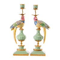 Maison américaine européenne Cheminée de restaurant unique Décoration intérieure Bougeoir oiseau en céramique en laiton Artisanat