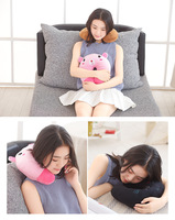Oreiller de voyage personnalisé pour enfants, oreiller de nuque en forme de U avec motif animal de dessin animé, coussin animal en peluche, cadeau pour enfants