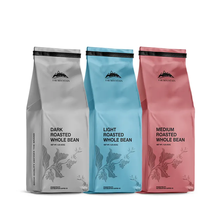 250g 340g 500g 1kg 10000g 2.5kg 블랙 플랫 하단 알루미늄 호일 커피 콩 가방 포장 bolsa Para Empaque De Cafe With Valve