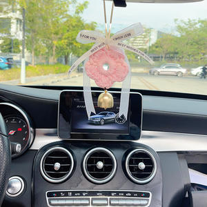 قلادة داخلية فاخرة منسوجة يدويًا لمرآة السيارة الخلفية بتصميم زهر الكرز الوردي، إكسسوار شائع لتزيين السيارات - Product Image 5