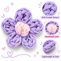 Applique florale en crochet violette pour pinces à cheveux, vêtements, sacs, loisirs créatifs, couture, décoration, 2 x 1,8 pouces, accessoire floral mignon