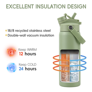 Botella de <span class=keywords><strong>Agua</strong></span> Aislada Delgada de 24 oz para Portavasos de Auto, Termo de Acero Inoxidable con Tapa Doble y Logotipo Personalizado - Product Image 2