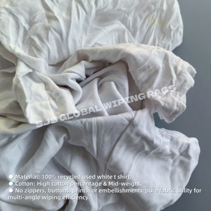 Chiffons en coton 100% pour essuyage, doux au toucher, blancs, usage industriel, en coton 100% blanc - Product Image 4