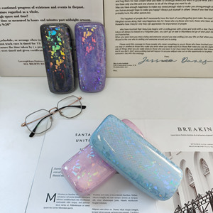 Estuche para gafas con diseño de estrellas brillantes y elegantes, rectangular, con tapa de metal, azul cielo, rosa, violeta oscuro, negro, de 6 a 8,9 pulgadas, para estudiantes - Product Image 4
