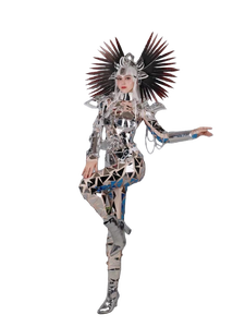 Trajes de Danza para Actuaciones en Escenario, Discoteca, Armadura Plateada de Espejo, Atuendos Sexys de GOGO, Fiesta Animal, 100% Poliéster, Conjuntos para Adultos - Product Image 1