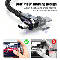 Câble de données portable 240W court 0,25m à prix de gros usine, double USB-C rotatif 540°, compatible charge rapide 5A PD pour batterie externe