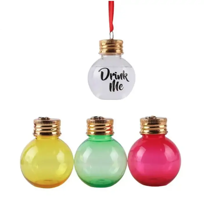 Wholesale Personalized 2023 Christmas Ornament Gift 50ml 100ml Plastic Christmas Booze Ball