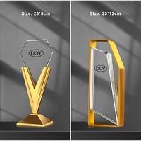 Trophée en cristal K9 avec logo personnalisé, base en métal plaqué or, coupe en verre pour la reconnaissance d'entreprise