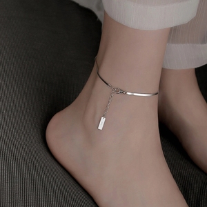 Bracelet de cheville tendance Simple couleur <span class=keywords><strong>argent</strong></span>, Bracelet de plage pour les pieds pour femmes, mode pieds nus, chaîne initiale - Product Image 1