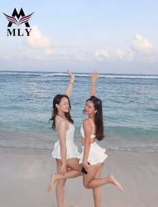 ملابس سباحة نسائية من MLY، تنورة شبكية، بيكيني بحمالة رقبة، طقم بيكيني من ثلاث قطع، بدلة استحمام - Product Image 6