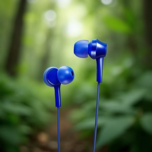 Écouteurs intra-auriculaires stéréo filaires bleus RP TCM115E avec microphone et connecteur 3,5 mm - Product Image 3
