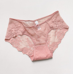Culottes Bikini Femme Rose à Dentelle Florale en Maille Transparente Ultra-fines Respirantes Taille Moyenne – Vente en Gros OEM ODM - Product Image 4
