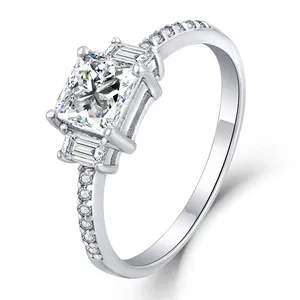 925 Silver Solitaire Wedding Diamond Engagement Rings Romantic Jewelry Gifts Baguette Ring For Women