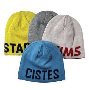 Bonnet réversible avec logo brodé Bonnet d'hiver de haute qualité en tricot jacquard sans manchette - Product Image 2