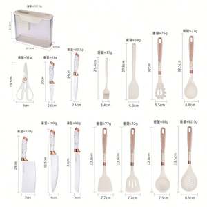 مجموعة سكاكين مطبخ من الفولاذ المقاوم للصدأ 16 قطعة مع حامل قابل للإزالة وأدوات مطبخ بالجملة من المصنع - Product Image 4