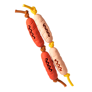 Nouveauté 2024 : Jouets à mâcher interactifs pour animaux de compagnie en caoutchouc écologique non toxique en forme de hot-dog avec corde, pour l'entraînement et le nettoyage des dents - Product Image 5