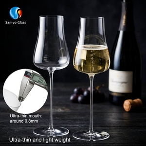 Flûte à champagne Samyo personnalisée de luxe en cristal transparent ultra-fin en forme de <span class=keywords><strong>tulipe</strong></span> à longue tige pour dégustations et événements - Product Image 1