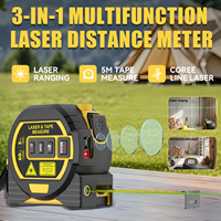 Télémètre laser 60 m, ruban à mesurer 5 m, niveau laser 3 en 1, outil multifonctionnel de mesure de distance avec écran LCD