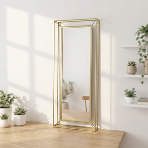 Wholesale Large Gold Metal Framed <b>Mirror</b> for Both Hanging and Tabletop Home Decoration - Product Image 1