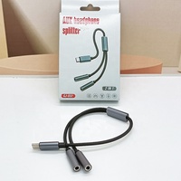 Adaptateur de partage de casque 2 en 1, cordon tressé pour téléphone, type C vers double prise jack 3,5 mm, câble répartiteur audio AUX