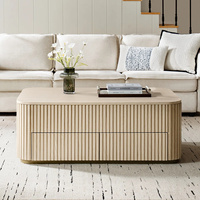 Table basse moderne 2025 de 47,75 po avec plateau relevable cannelé et rangement pour salon
