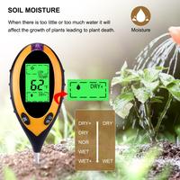 Testeur d'humidité du sol numérique portable 4 en 1 / testeur de pH du sol / testeur d'humidité du sol avec écran LCD