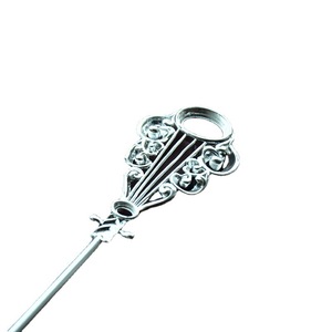 Épingle à cheveux de style dynastie Ming, plaquée cuivre, or et argent, fourche à cheveux de mariage avec motif Pipa, accessoires faits à la main pour bricolage - Product Image 5
