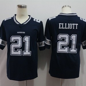 Maillot de football des Cowboys 21 Elliott bleu marine, vêtements de sport pour hommes - Product Image 1