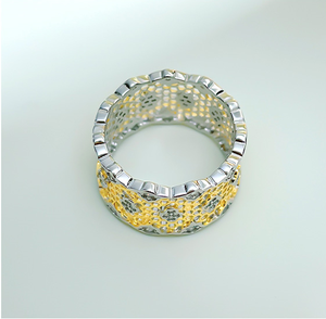 Anillo Vintage de oro de lujo de moda para mujer con encaje hueco italiano artesanía anillo ancho Simple <span class=keywords><strong>Instagram</strong></span> dedo índice - Product Image 2