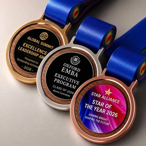 Medaglia premio personalizzata in legno massello di noce e metallo con nastro per il <span class=keywords><strong>1</strong></span>°, 2° e 3° <span class=keywords><strong>posto</strong></span> e riconoscimenti aziendali - Product Image 4